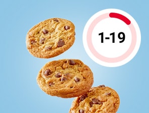Chocolate chip cookies with a score between 1-19.