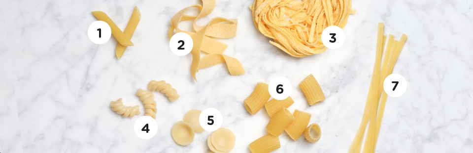 variety of pasta shapes