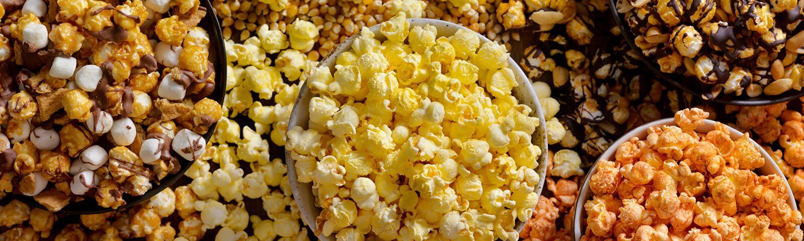 Buckets of flavored popcorn