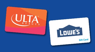 Shop gift cards in pickup such as Ulta beauty and Lowe's