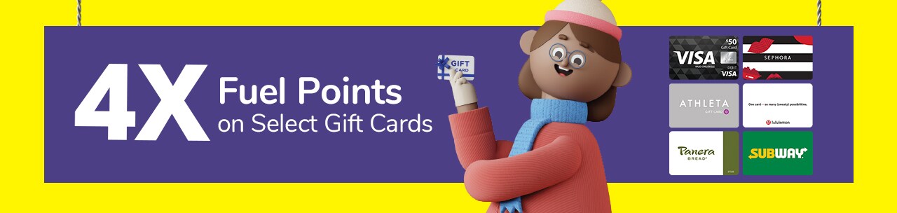 Download coupon for 4X Fuel Points on Gift Cards!