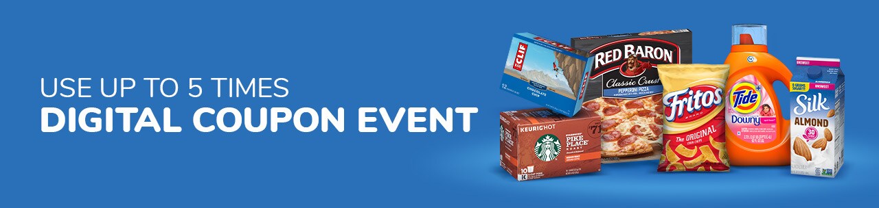 Use 5 times up to Digital coupon event