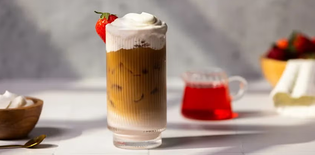 Iced strawberry latte